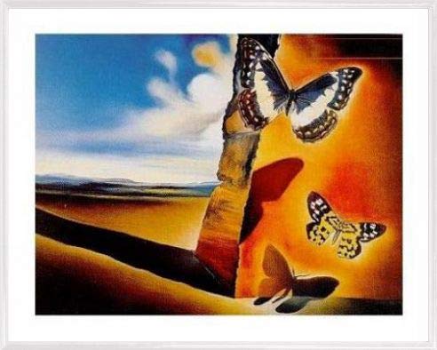 1art1 Salvador Dali Poster Kunstdruck Bild und Kunststoff-Rahmen - Paysage Aux Papillons (50 x 40cm) von 1art1