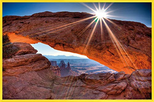 1art1 Schluchten Poster Plakat | Bild und Kunststoff-Rahmen - Mittagssonne Über Dem Mesa Arch, Canyonlands National Park, USA (91 x 61cm) von 1art1