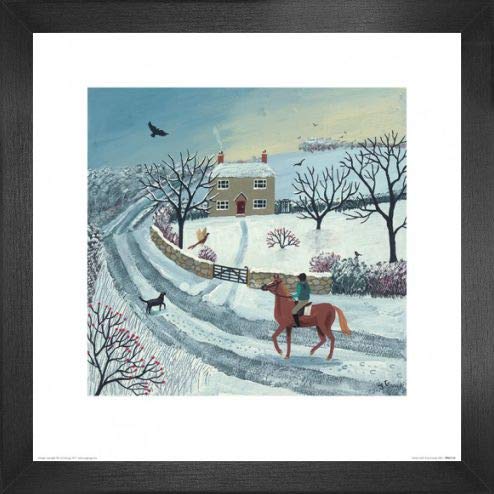 1art1 Schneelandschaften Poster Kunstdruck Bild und MDF-Rahmen - Winter Ride, Jo Grundy (40 x 40cm) von 1art1