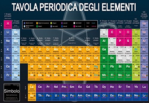 1art1 Schule Tavola Periodica Degli Elementi, 3-Teilig Selbstklebende Fototapete Poster-Tapete 360x250 cm von 1art1