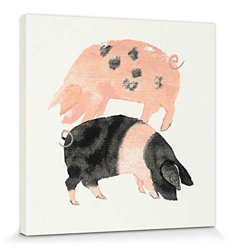 1art1 Schweine Poster Gloucester Old Spot and Saddleback Pigs, Julia Burns Bilder Leinwand-Bild Auf Keilrahmen | XXL-Wandbild Poster Kunstdruck Als Leinwandbild 30x30 cm von 1art1