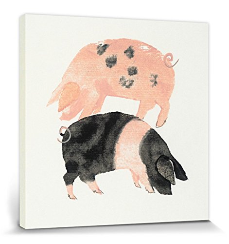 1art1 Schweine Poster Gloucester Old Spot and Saddleback Pigs, Julia Burns Bilder Leinwand-Bild Auf Keilrahmen | XXL-Wandbild Poster Kunstdruck Als Leinwandbild 60x60 cm von 1art1