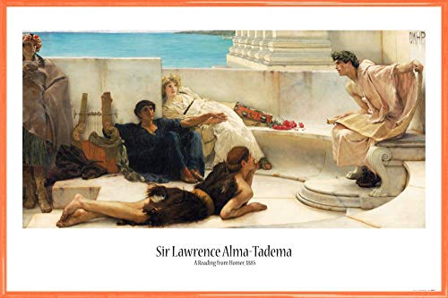 1art1 Sir Lawrence Alma-Tadema Poster Plakat | Bild und Kunststoff-Rahmen - Eine Lesung Aus Homer, 1885 (91 x 61cm) von 1art1