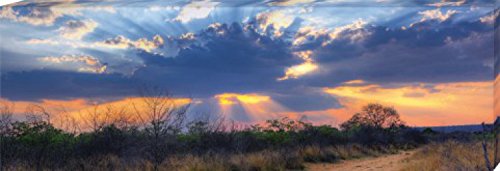 1art1 Sonnenuntergänge Poster Sonnenstrahlen Scheinen Durch Die Wolken, Waterberg National Park, Namibia Bilder Leinwand-Bild Auf Keilrahmen | XXL-Wandbild Poster Kunstdruck Als Leinwandbild 150x50 cm von 1art1