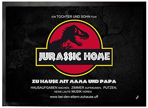 1art1 Spaß Jurassic Home, Zu Hause Mit Mama Und Papa Fußmatte Dekomatte Innenbereich | Design Türmatte 70x50 cm von 1art1