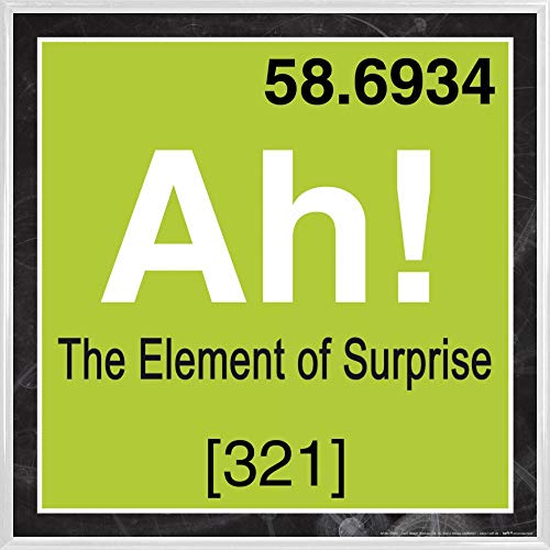 1art1 Spaß Poster Kunstdruck Bild und Kunststoff-Rahmen - Ah, The Element of Surprise, Das Überraschungs-Element (40 x 40cm) von 1art1