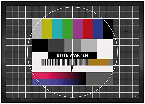 1art1 Spaß TV Testbild Bitte Warten Retro Fußmatte Dekomatte Innenbereich | Design Türmatte 60x40 cm von 1art1