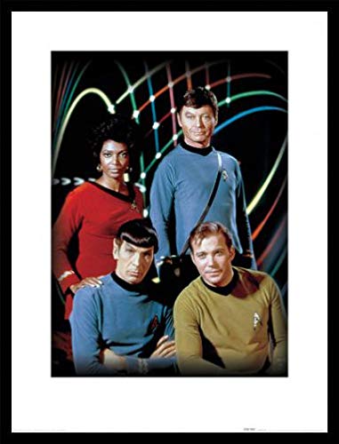 1art1 Star Trek Poster Kunstdruck Bild und MDF-Rahmen Schwarz - Kirk, Spock, Uhura & Bones (80 x 60cm) von 1art1