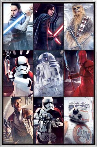 1art1 Star Wars Poster Plakat | Bild und Kunststoff-Rahmen - Episode VIII Die Letzten Jedi Characters (91 x 61cm) von 1art1