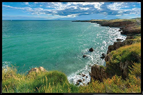 1art1 Strände Poster Plakat | Bild und Kunststoff-Rahmen - Kleine Felsenbucht Am Meer (91 x 61cm) von 1art1