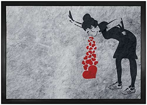 1art1 Streetart Lovesick Girl, Banksy Fußmatte Dekomatte Innenbereich | Design Türmatte 70x50 cm von 1art1