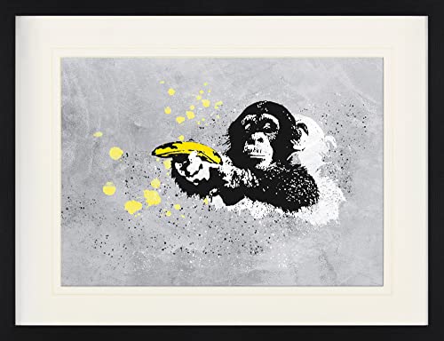 1art1 Streetart Poster Banksy, AFFE mit Bananenpistole Gerahmtes Bild Mit Edlem Passepartout | Wand-Bilder | Im Bilderrahmen 80x60 cm 1art1 Streetart Poster Banksy, AFFE mit Bananenpistole Gerahmtes Bild Mit Edlem Passepartout | Wand-Bilder | Im Bilderrahmen 80x60 cm von 1art1