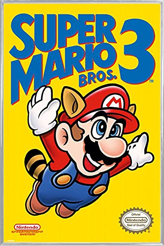Super Mario Poster Plakat | Bild und Kunststoff-Rahmen - Bros. 3 Cover (91 x 61cm) von 1art1