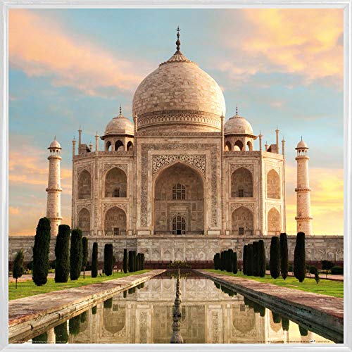 1art1 Taj Mahal Poster Kunstdruck Bild und Kunststoff-Rahmen - Der Kronen-Palast In Der Morgensonne (40 x 40cm) von 1art1