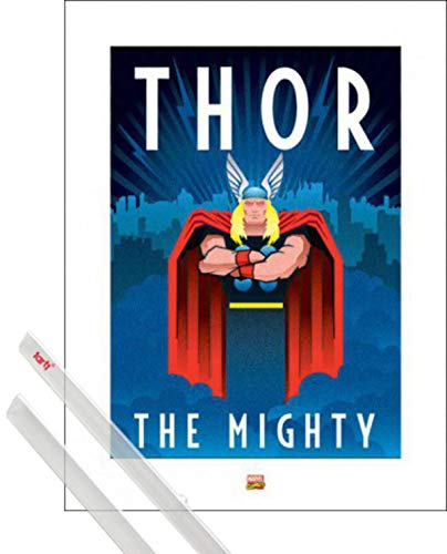 1art1 Thor Kunstdruck (80x60 cm) Marvel Deco + EIN Paar Posterleisten, Transparent von 1art1