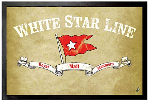 1art1 Titanic White Star Line Banner Fußmatte Dekomatte Innenbereich | Design Türmatte 60x40 cm von 1art1