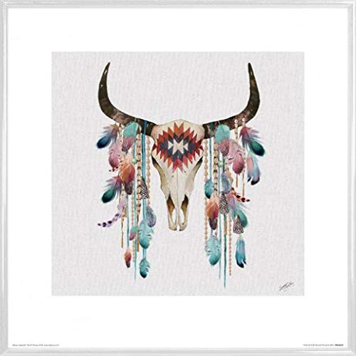 1art1 Totenköpfe Poster Kunstdruck Bild und Kunststoff-Rahmen - Tribal Skull, Summer Thornton (40 x 40cm) von 1art1