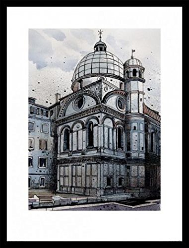 1art1 Venedig Poster Kunstdruck Bild und MDF-Rahmen Schwarz - Basilika Santa Maria Della Salute, Jack The Flipper (80 x 60cm) von 1art1