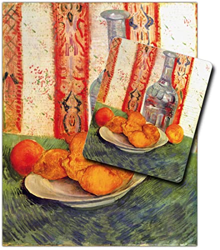 1art1 Vincent Van Gogh, Stillleben Mit Flasche Und Zitronen Auf Einem Teller 1 Kunstdruck Bild (50x40 cm) + 1 Mauspad (23x19 cm) Geschenkset von 1art1