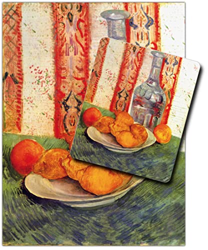 1art1 Vincent Van Gogh, Stillleben Mit Flasche Und Zitronen Auf Einem Teller 1 Kunstdruck Bild (80x60 cm) + 1 Mauspad (23x19 cm) Geschenkset von 1art1