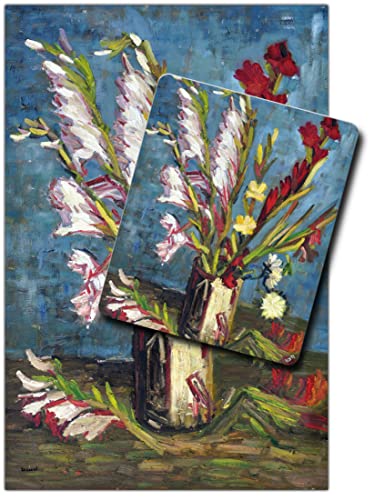 1art1 Vincent Van Gogh, Vase Mit Gladiolen, 1886 1 Kunstdruck Bild (120x80 cm) + 1 Mauspad (23x19 cm) Geschenkset von 1art1