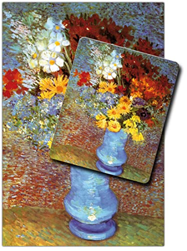 1art1 Vincent Van Gogh, Vase Mit Margeriten Und Anemonen, 1887 1 Kunstdruck Bild (120x80 cm) + 1 Mauspad (23x19 cm) Geschenkset von 1art1