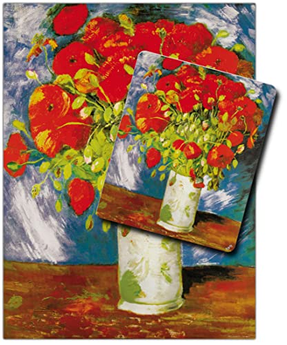 1art1 Vincent Van Gogh, Vase Mit Rotem Klatschmohn, 1886 1 Kunstdruck Bild (80x60 cm) + 1 Mauspad (23x19 cm) Geschenkset von 1art1