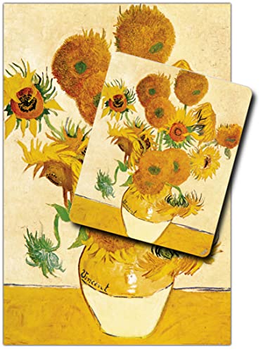 1art1 Vincent Van Gogh, Vierzehn Sonnenblumen In Einer Vase, 1888 1 Kunstdruck Bild (120x80 cm) + 1 Mauspad (23x19 cm) Geschenkset von 1art1