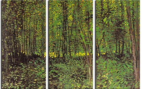 1art1 Vincent Van Gogh Poster Bäume Und Unterholz, 1887, 3-Teilig Bilder Leinwand-Bild Auf Keilrahmen | XXL-Wandbild Poster Kunstdruck Als Leinwandbild 180x120 cm von 1art1