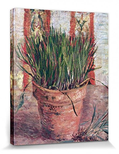 1art1 Vincent Van Gogh Poster Blumentopf Mit Schnittlauch, 1887 Bilder Leinwand-Bild Auf Keilrahmen | XXL-Wandbild Poster Kunstdruck Als Leinwandbild 50x40 cm von 1art1