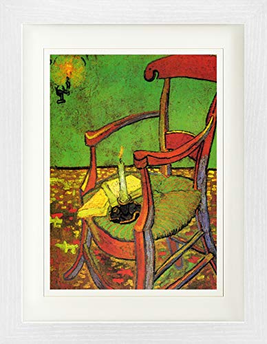 1art1 Vincent Van Gogh Poster Der Stuhl Gauguins In Arles Mit Büchern Und Kerze, 1888 Gerahmtes Bild Mit Edlem Passepartout | Wand-Bilder | Im Bilderrahmen 40x30 cm von 1art1