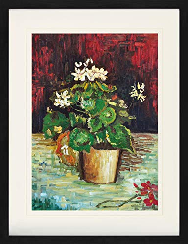 1art1 Vincent Van Gogh Poster Geranie In Einem Blumentopf, 1886 Gerahmtes Bild Mit Edlem Passepartout | Wand-Bilder | Im Bilderrahmen 80x60 cm von 1art1