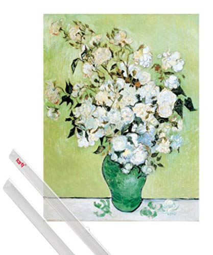 1art1 Vincent Van Gogh Kunstdruck (50x40 cm) A Vase of Roses (b) + EIN Paar Posterleisten, Transparent von 1art1
