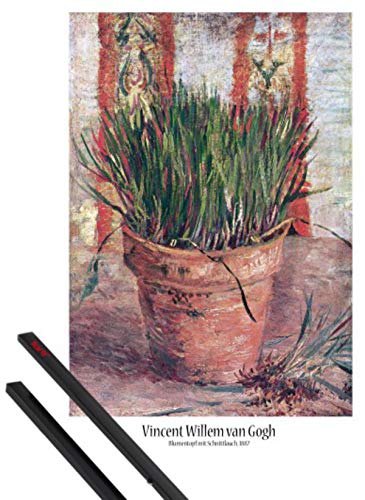 1art1 Vincent Van Gogh Plakat | Bild (91x61 cm) Blumentopf Mit Schnittlauch, 1887 + EIN Paar Posterleisten, Schwarz von 1art1