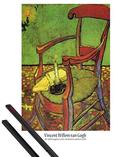 1art1 Vincent Van Gogh Plakat | Bild (91x61 cm) Der Stuhl Gauguins In Arles Mit Büchern Und Kerze, 1888 + EIN Paar Posterleisten, Schwarz von 1art1