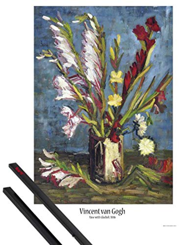 1art1 Vincent Van Gogh Plakat | Bild (91x61 cm) Vase Mit Gladiolen, 1886 + EIN Paar Posterleisten, Schwarz von 1art1