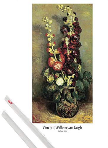 1art1 Vincent Van Gogh Plakat | Bild (91x61 cm) Vase Mit Malven, 1886 + EIN Paar Posterleisten, Transparent von 1art1