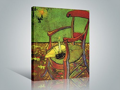 1art1 Vincent Van Gogh Poster Der Stuhl Gauguins In Arles Mit Büchern Und Kerze, 1888 Bilder Leinwand-Bild Auf Keilrahmen | XXL-Wandbild Poster Kunstdruck Als Leinwandbild 80x60 cm von 1art1