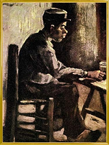 1art1 Vincent Van Gogh Poster Kunstdruck Bild und Kunststoff-Rahmen - Bauer Am Tisch, 1885 (80 x 60cm) von 1art1