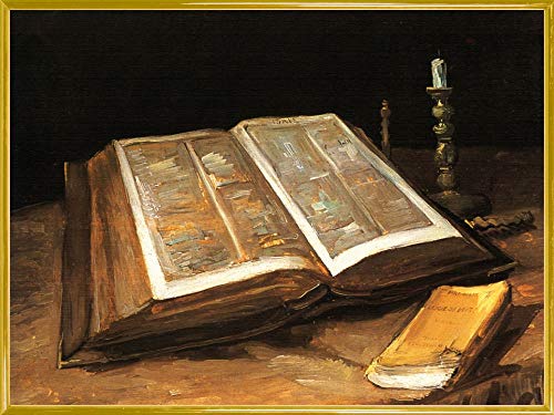 1art1 Vincent Van Gogh Poster Kunstdruck Bild und Kunststoff-Rahmen - Stilleben Mit Bibel, 1885 (80 x 60cm) von 1art1