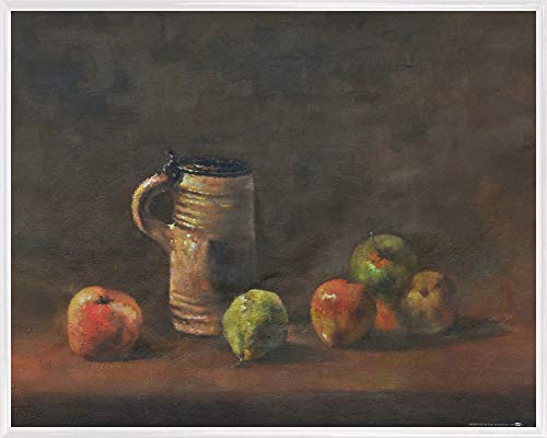 1art1 Vincent Van Gogh Poster Kunstdruck Bild und Kunststoff-Rahmen - Stillleben Mit Bierkrug Und Früchten, 1881 (50 x 40cm) von 1art1