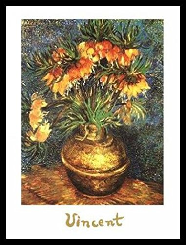 1art1 Vincent Van Gogh Poster Kunstdruck Bild und MDF-Rahmen Schwarz - Blumen In Einer Vase (80 x 60cm) von 1art1