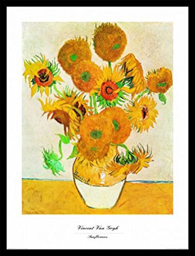 1art1 Vincent Van Gogh Poster Kunstdruck Bild und MDF-Rahmen Schwarz - Sunflowers (80 x 60cm) von 1art1