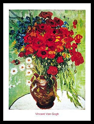 1art1 Vincent Van Gogh Poster Kunstdruck Bild und MDF-Rahmen Schwarz - Vase Avec Marguerite (80 x 60cm) von 1art1