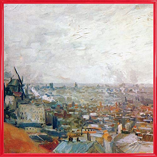 1art1 Vincent Van Gogh Poster Kunstdruck Bild und Kunststoff-Rahmen - Blick Auf Paris Vom Montmartre, 1886, Detail (40 x 40cm) von 1art1