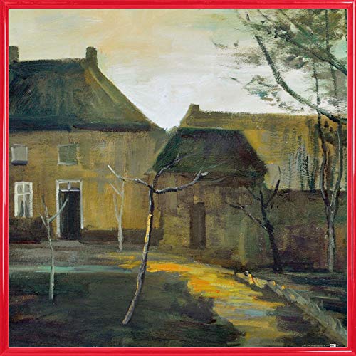 1art1 Vincent Van Gogh Poster Kunstdruck Bild und Kunststoff-Rahmen - Das Pfarrhaus In Nuenen Bei Mondschein, 1885 (40 x 40cm) von 1art1