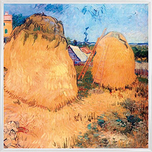 1art1 Vincent Van Gogh Poster Kunstdruck Bild und Kunststoff-Rahmen - Heuschober In Der Provence, 1888 (40 x 40cm) von 1art1