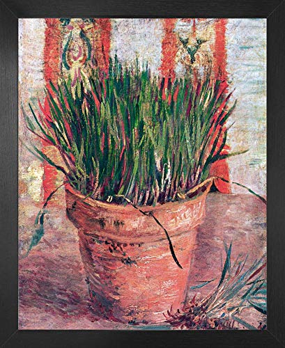 1art1 Vincent Van Gogh Poster Kunstdruck Bild und MDF-Rahmen - Blumentopf Mit Schnittlauch, 1887 (50 x 40cm) von 1art1