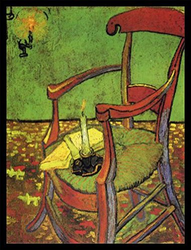 Vincent Van Gogh Poster Kunstdruck Bild und MDF-Rahmen Schwarz - Der Stuhl Gauguins In Arles Mit Büchern Und Kerze, 1888 (80 x 60cm) von 1art1