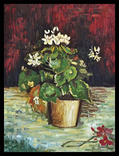 1art1 Vincent Van Gogh Poster Kunstdruck Bild und MDF-Rahmen Schwarz - Geranie In Einem Blumentopf, 1886 (80 x 60cm) von 1art1